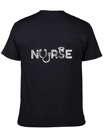 Camiseta Negra Nurse con Estetoscopio Blanco