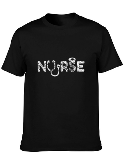 Camiseta Negra Nurse con Estetoscopio Blanco