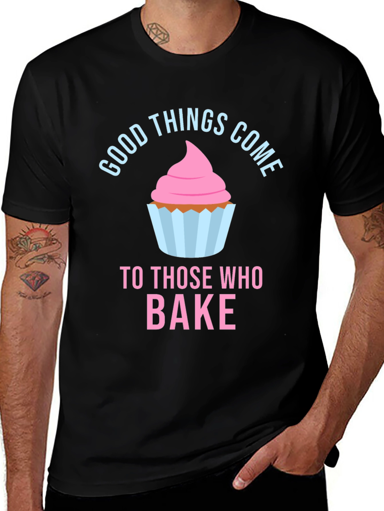 Camiseta Negra Good Things Come To Those Who Bake