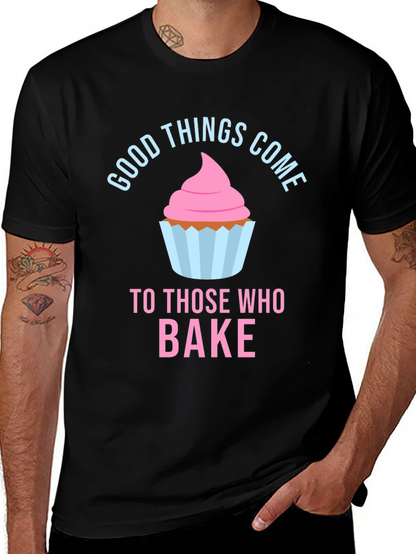 Camiseta Negra Good Things Come To Those Who Bake