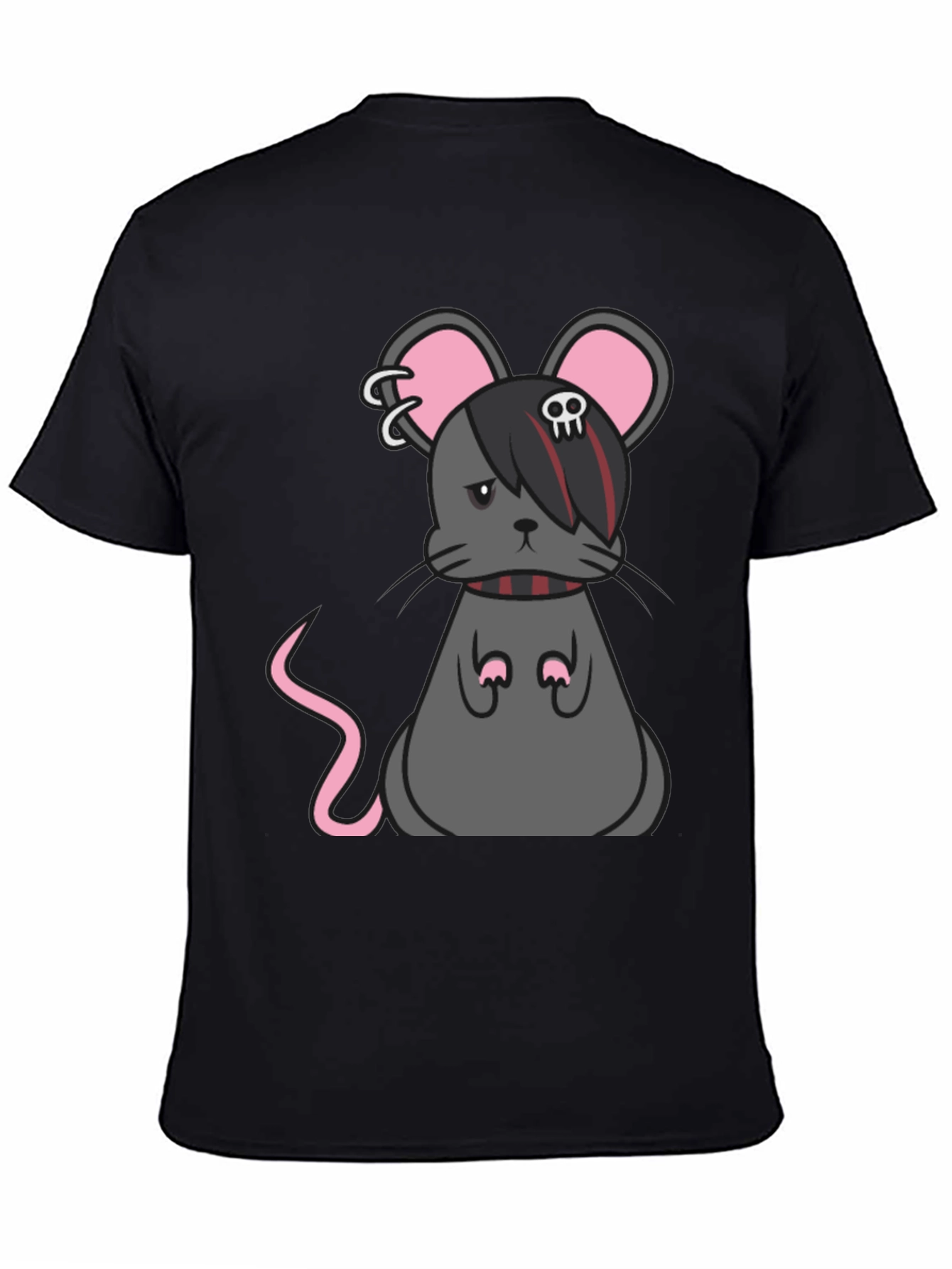 Camiseta Negra con Diseño de Ratón Emo