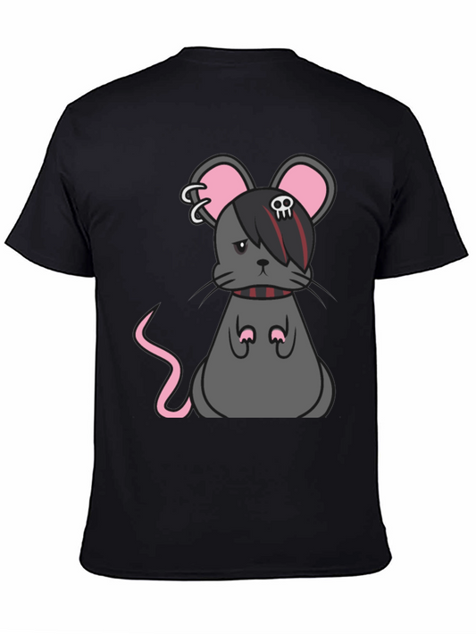 Camiseta Negra con Diseño de Ratón Emo