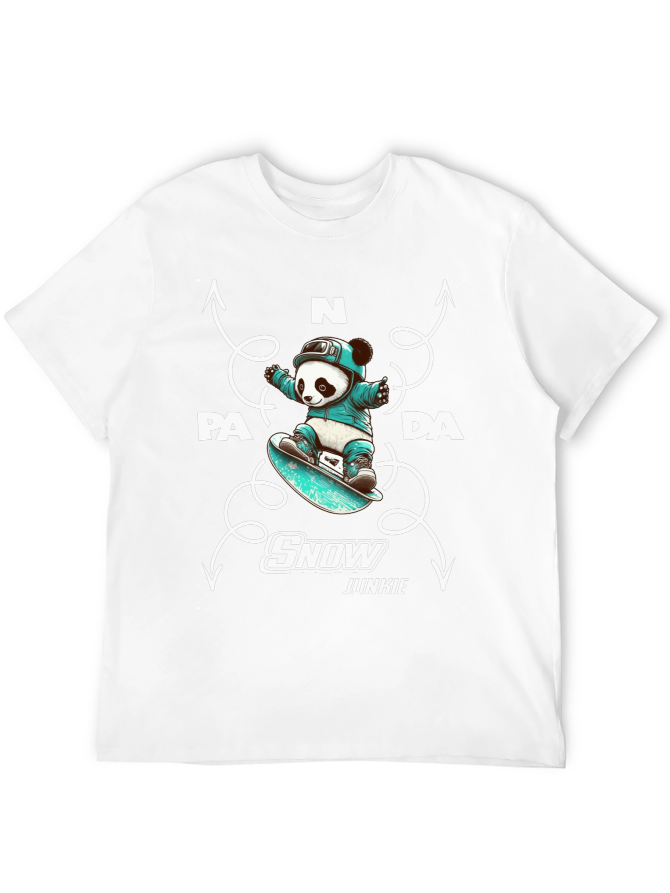 Camiseta Negra Panda Snowboard Junkie