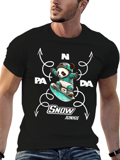 Camiseta Negra Panda Snowboard Junkie