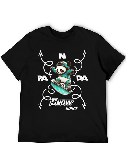 Camiseta Negra Panda Snowboard Junkie