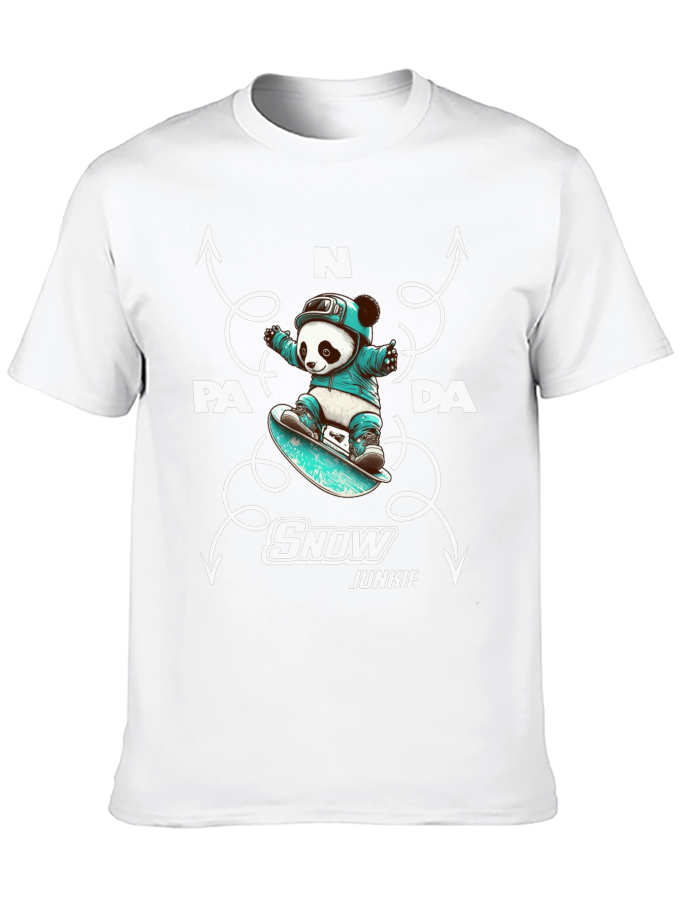 Camiseta Negra Panda Snowboard Junkie