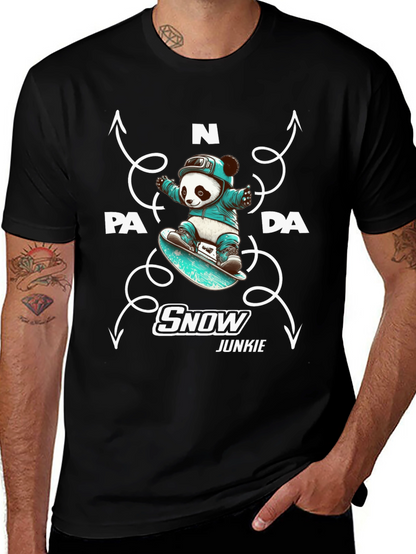 Camiseta Negra Panda Snowboard Junkie