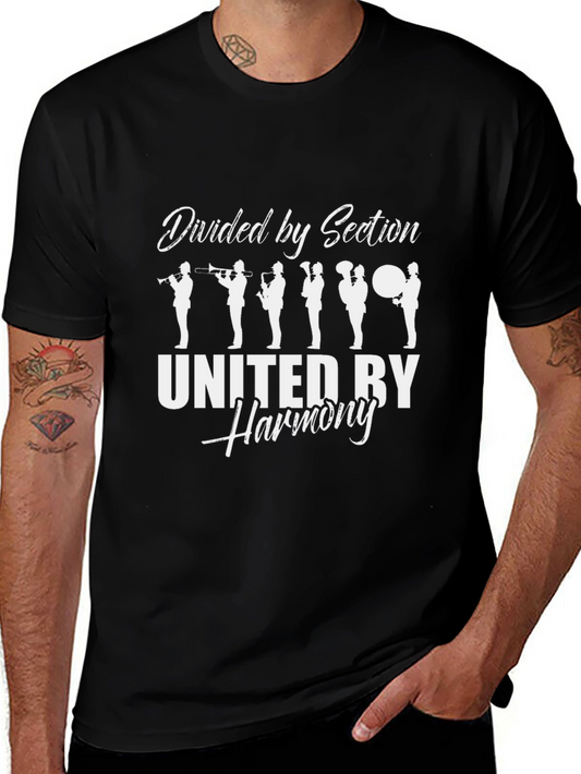 Camiseta Negra Divididos por Sección Unidos por Armonía