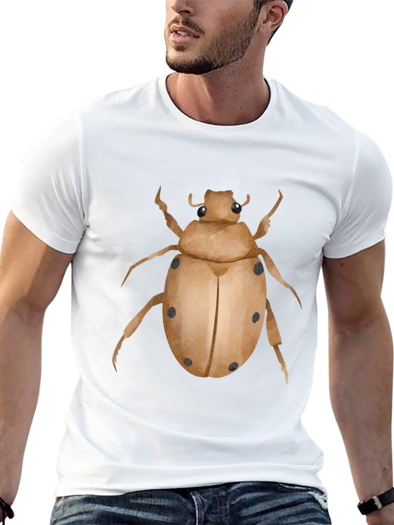 Camiseta Negra con Estampado de Escarabajo