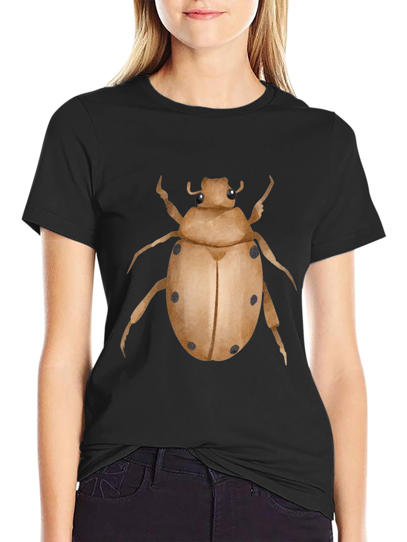 Camiseta Negra con Estampado de Escarabajo