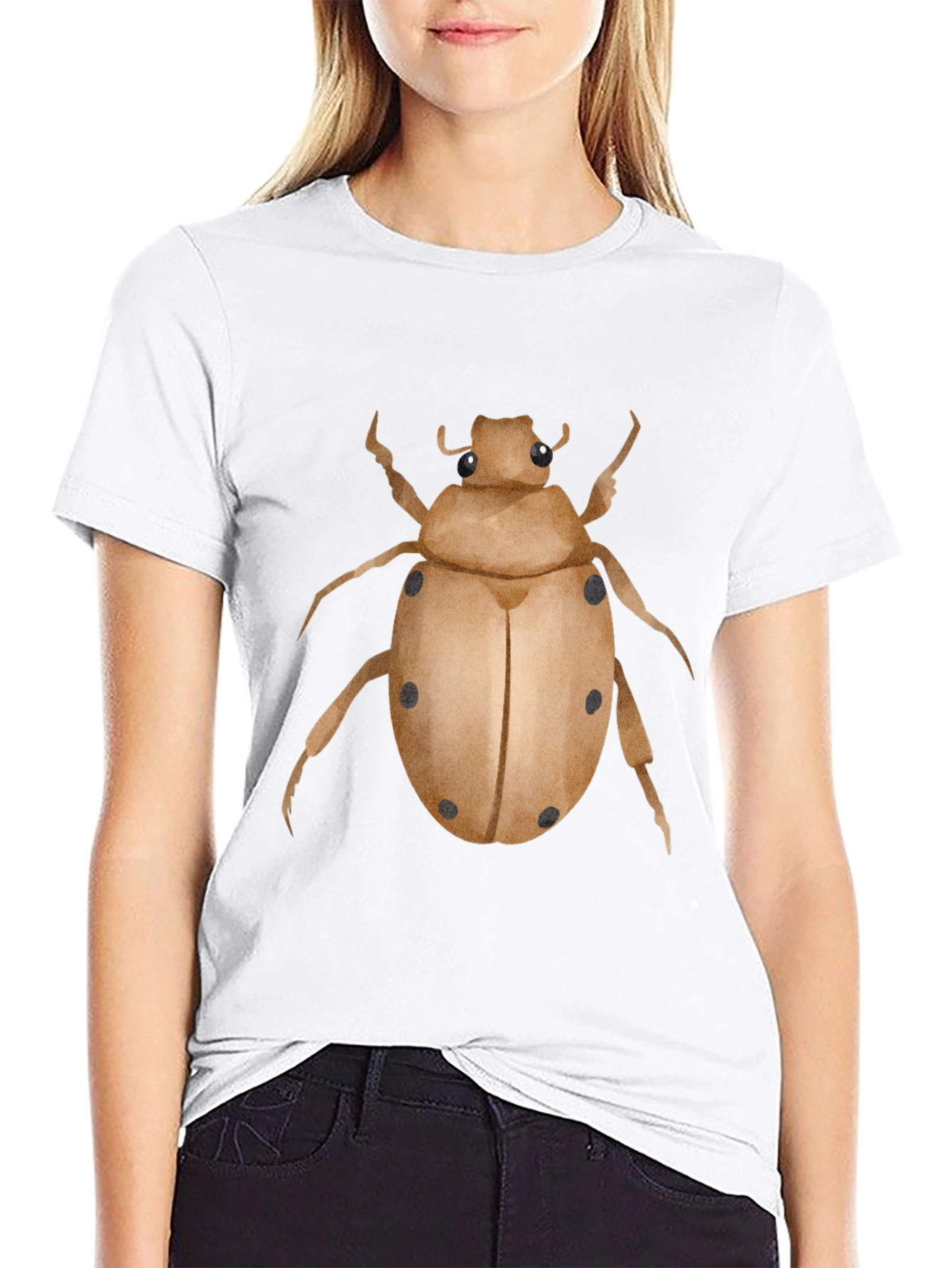 Camiseta Negra con Estampado de Escarabajo