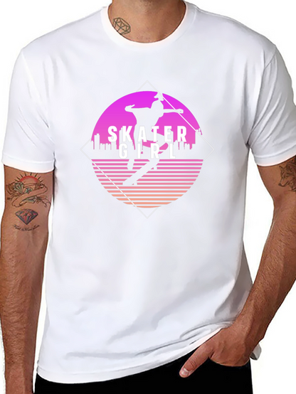 Camiseta Negra con Diseño Skater Girl Retro