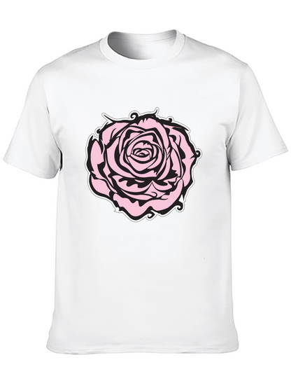 Camiseta Negra con Diseño de Rosa Abstracta