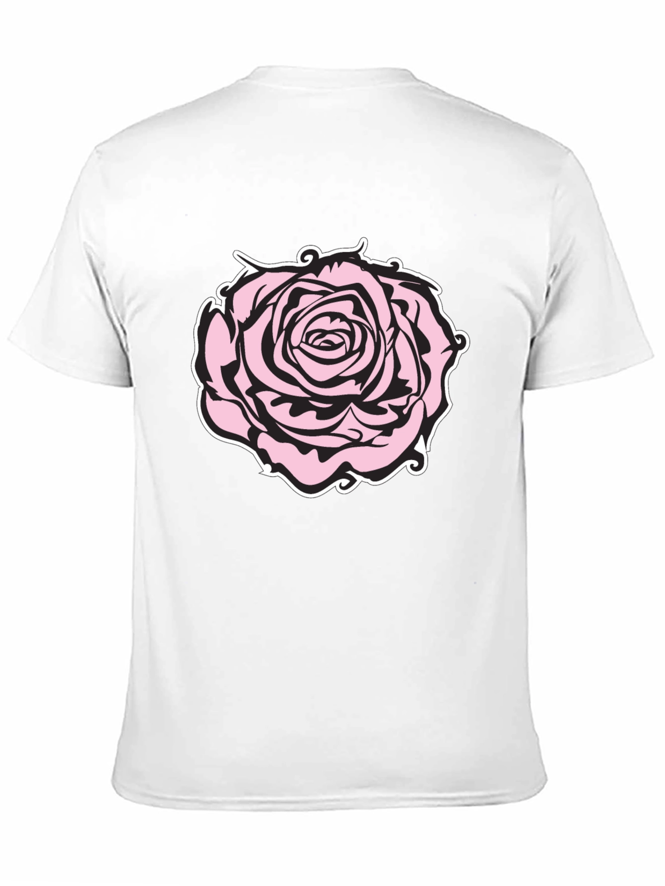 Camiseta Negra con Diseño de Rosa Abstracta