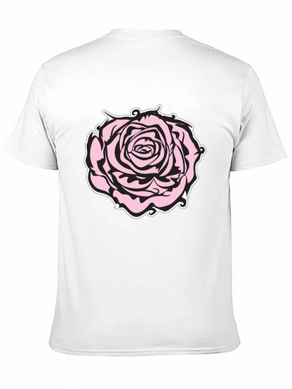 Camiseta Negra con Diseño de Rosa Abstracta