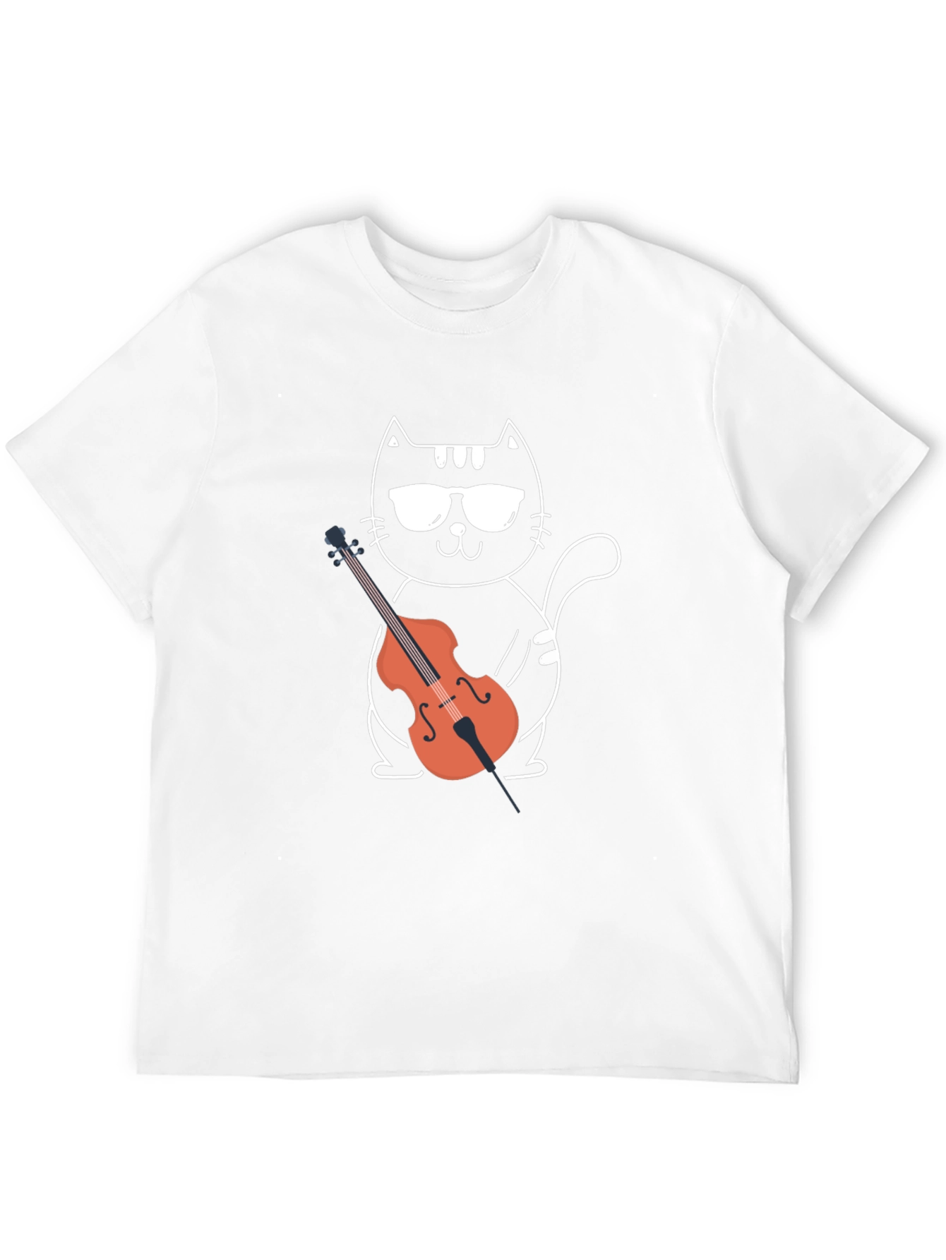 Camiseta Negra Gato Músico con Violonchelo