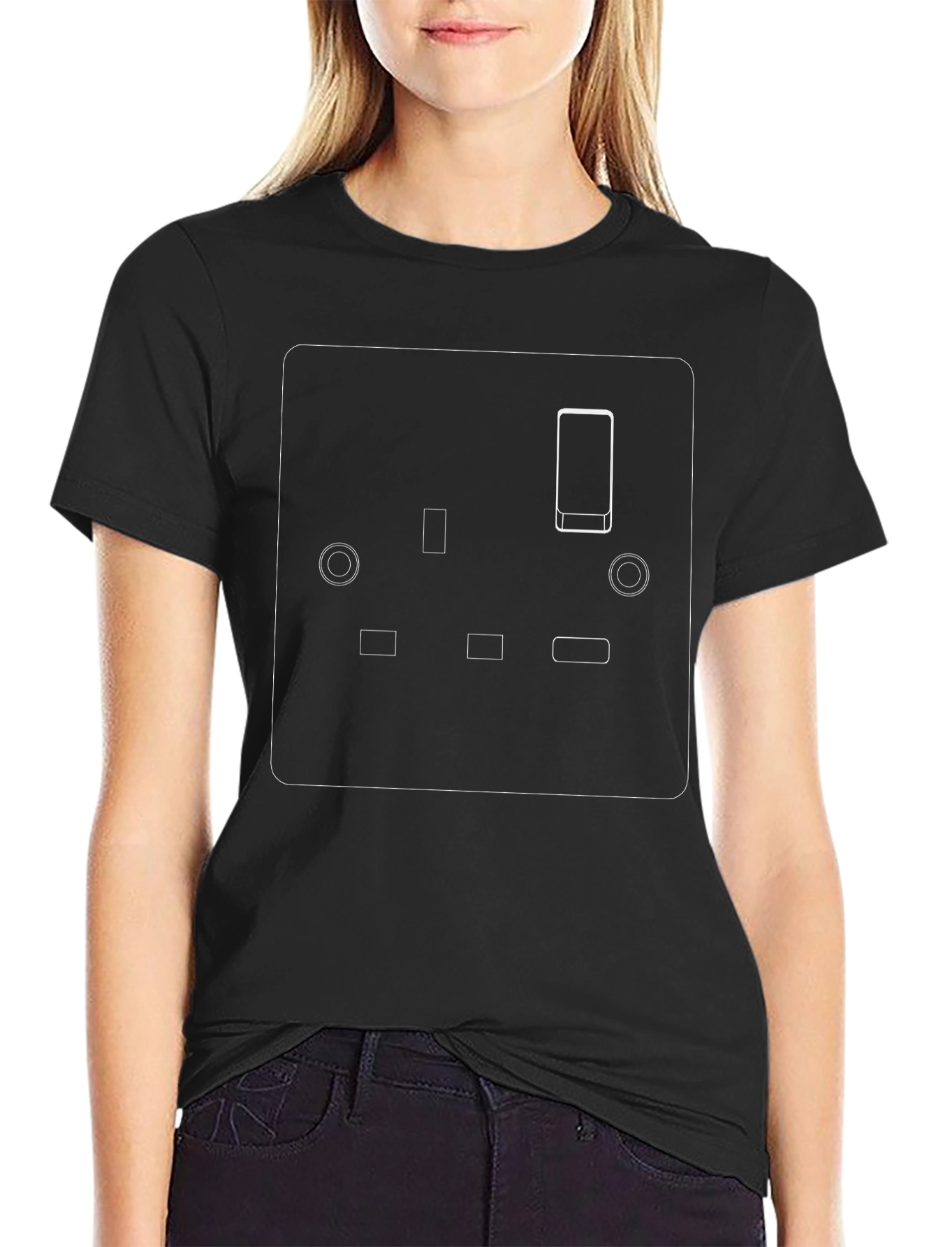 Camiseta Negra Enchufe UK Diseño Original