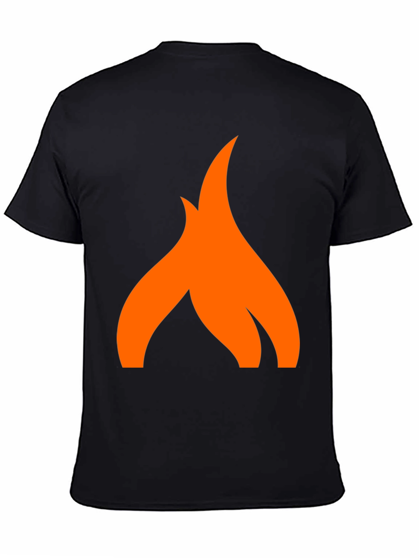 Camiseta Negra con Logo de Llama Naranja