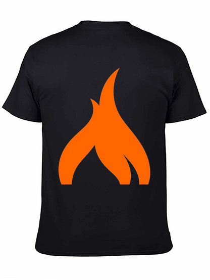 Camiseta Negra con Logo de Llama Naranja