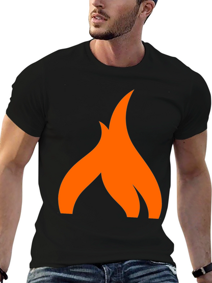Camiseta Negra con Logo de Llama Naranja