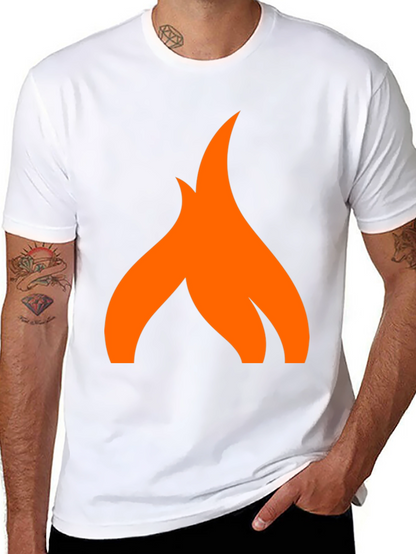 Camiseta Negra con Logo de Llama Naranja