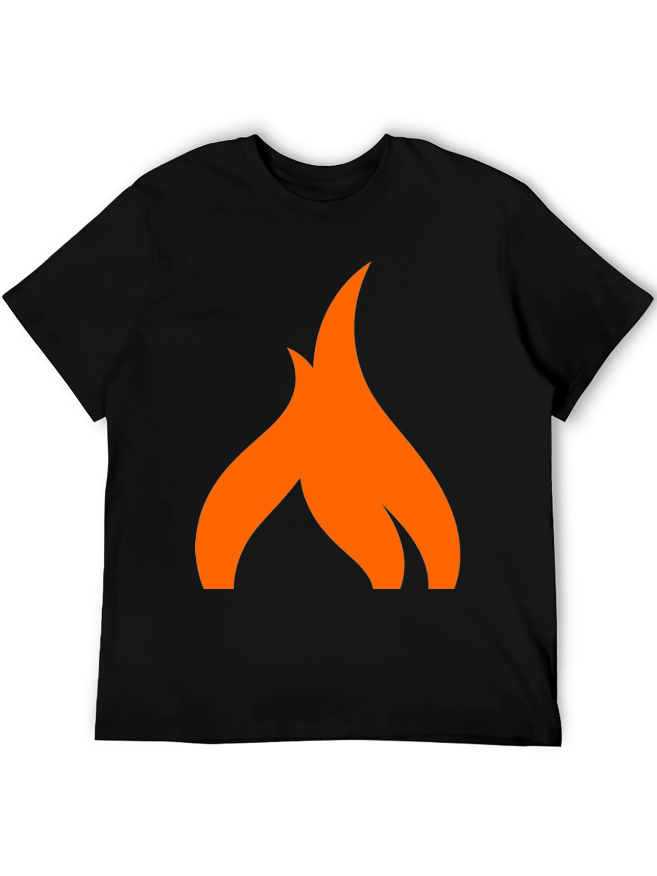 Camiseta Negra con Logo de Llama Naranja