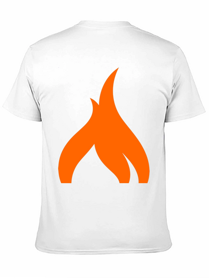 Camiseta Negra con Logo de Llama Naranja