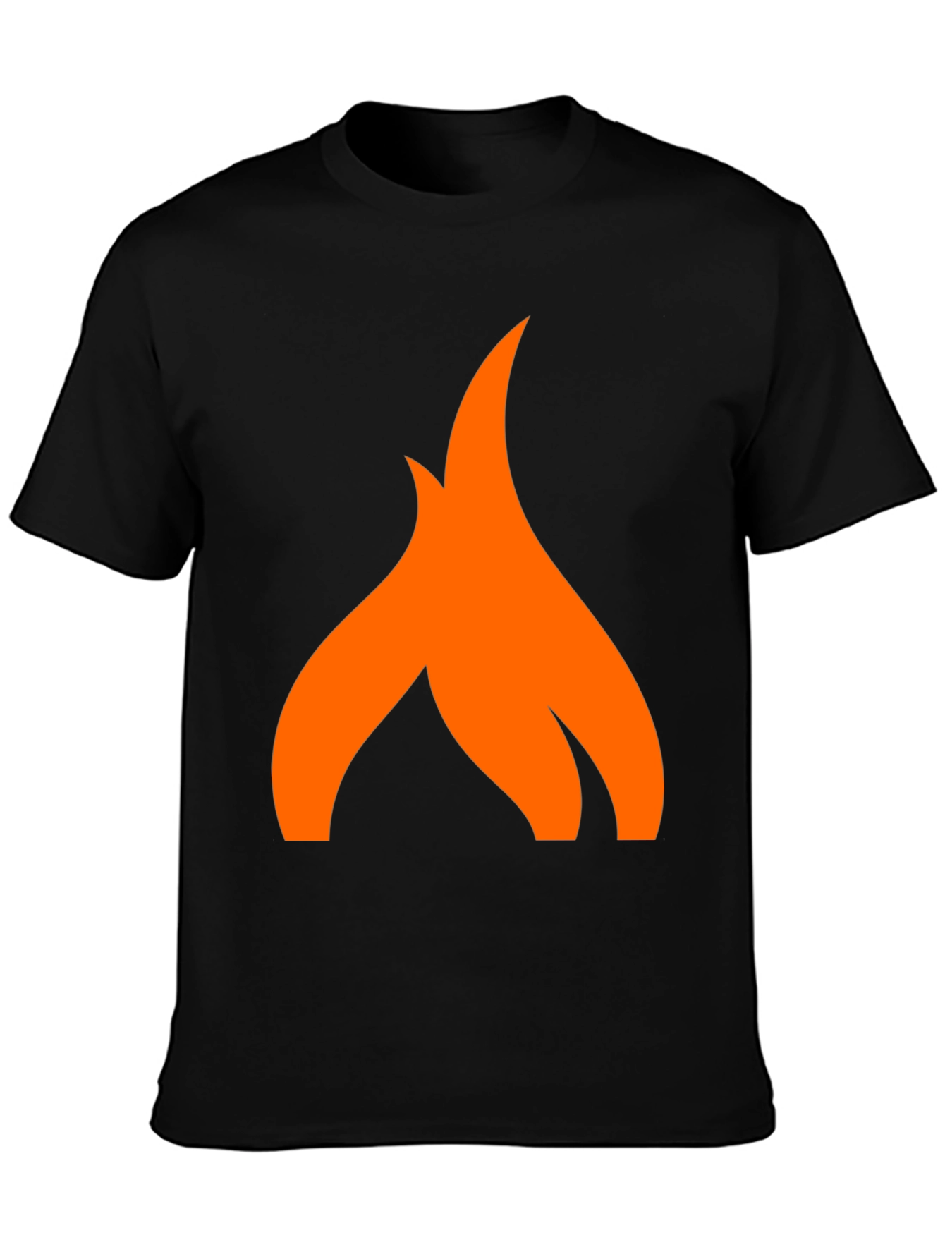 Camiseta Negra con Logo de Llama Naranja