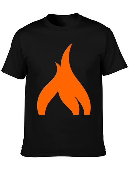 Camiseta Negra con Logo de Llama Naranja