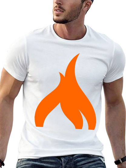 Camiseta Negra con Logo de Llama Naranja