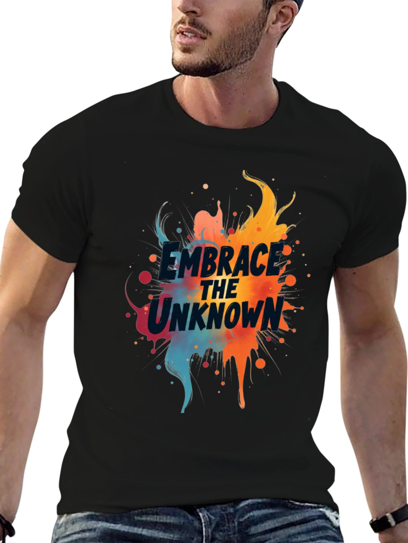 Camiseta Negra Abraza lo Desconocido