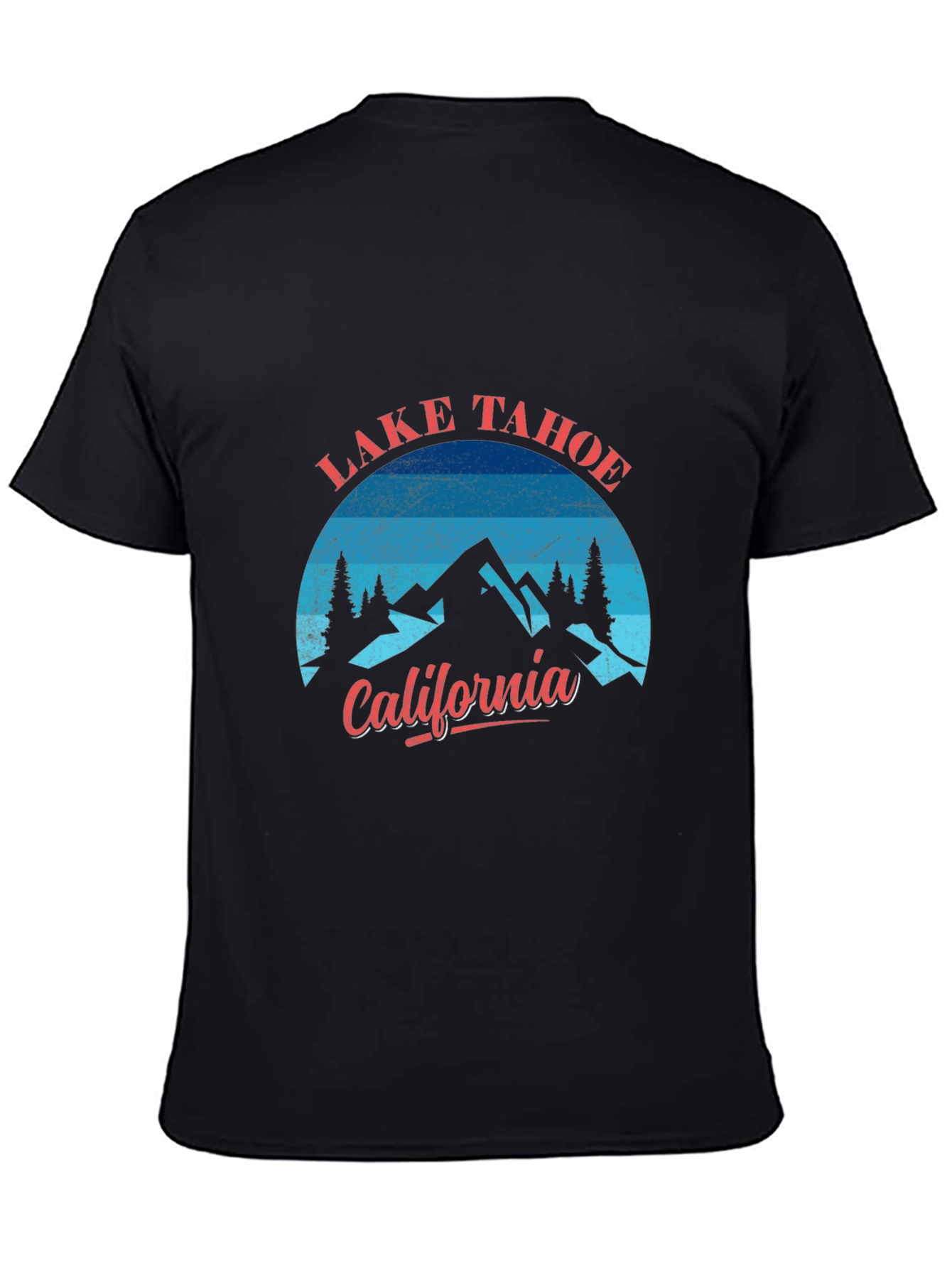 Camiseta Negra Lake Tahoe California Hombre