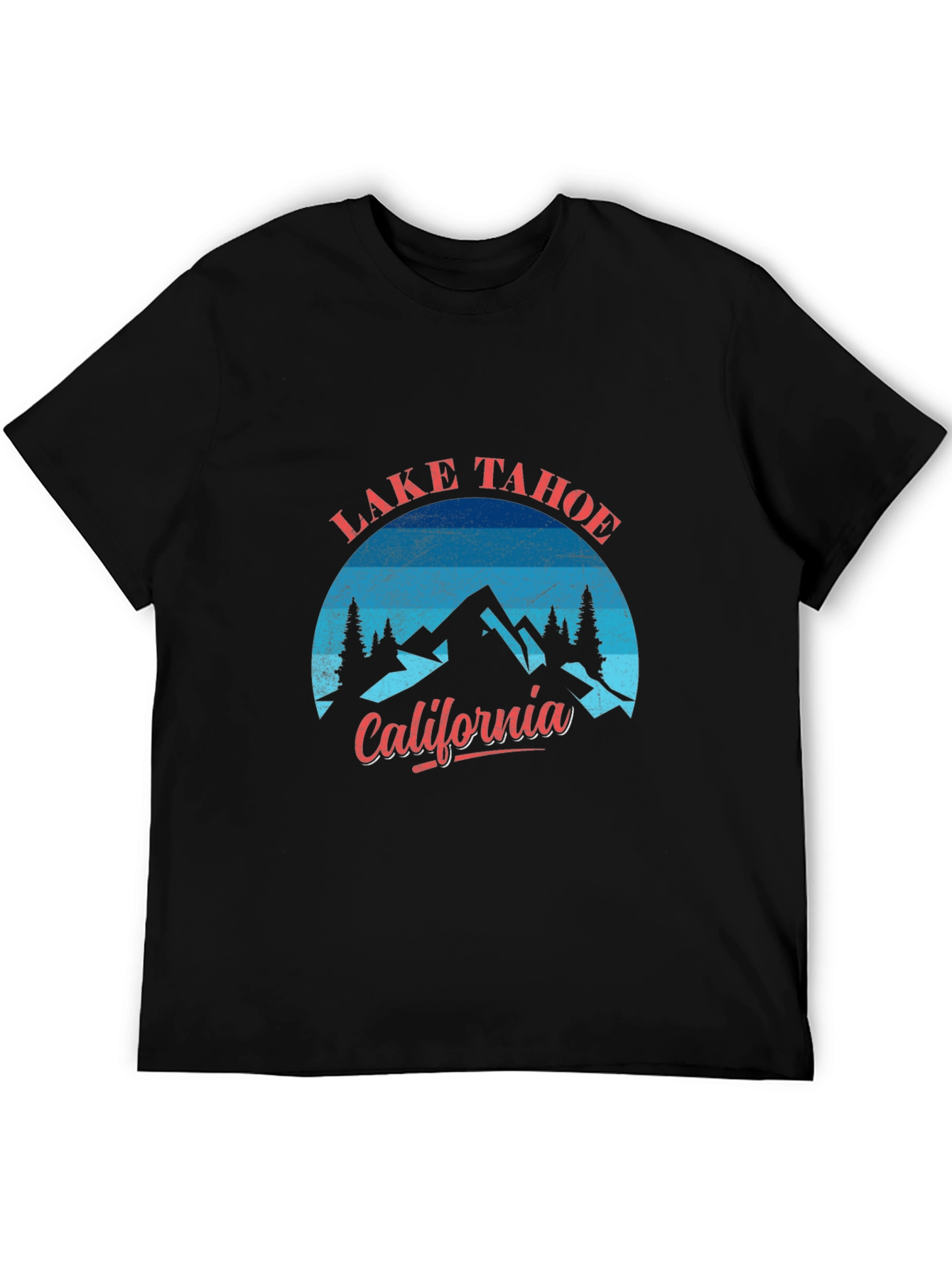 Camiseta Negra Lake Tahoe California Hombre