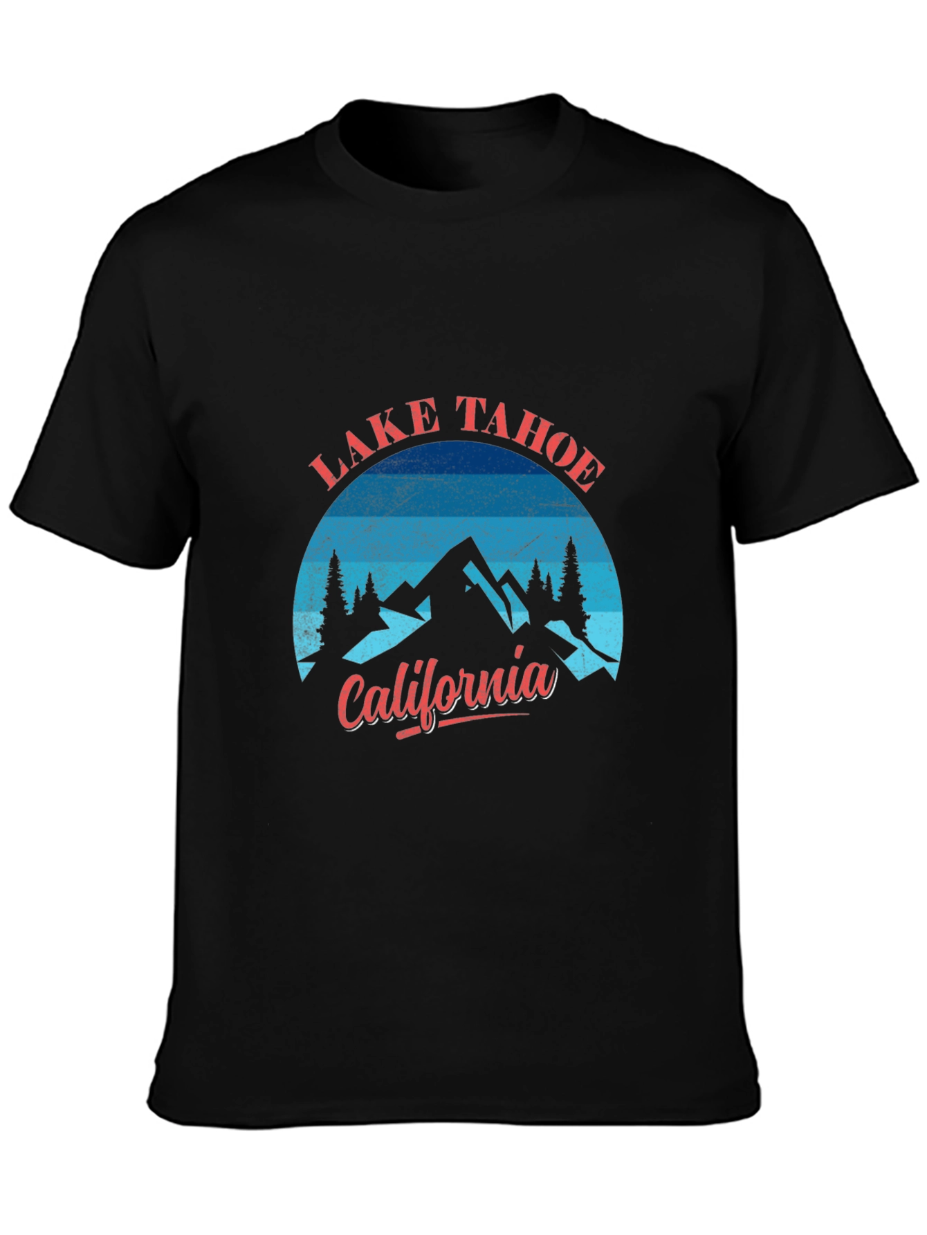 Camiseta Negra Lake Tahoe California Hombre