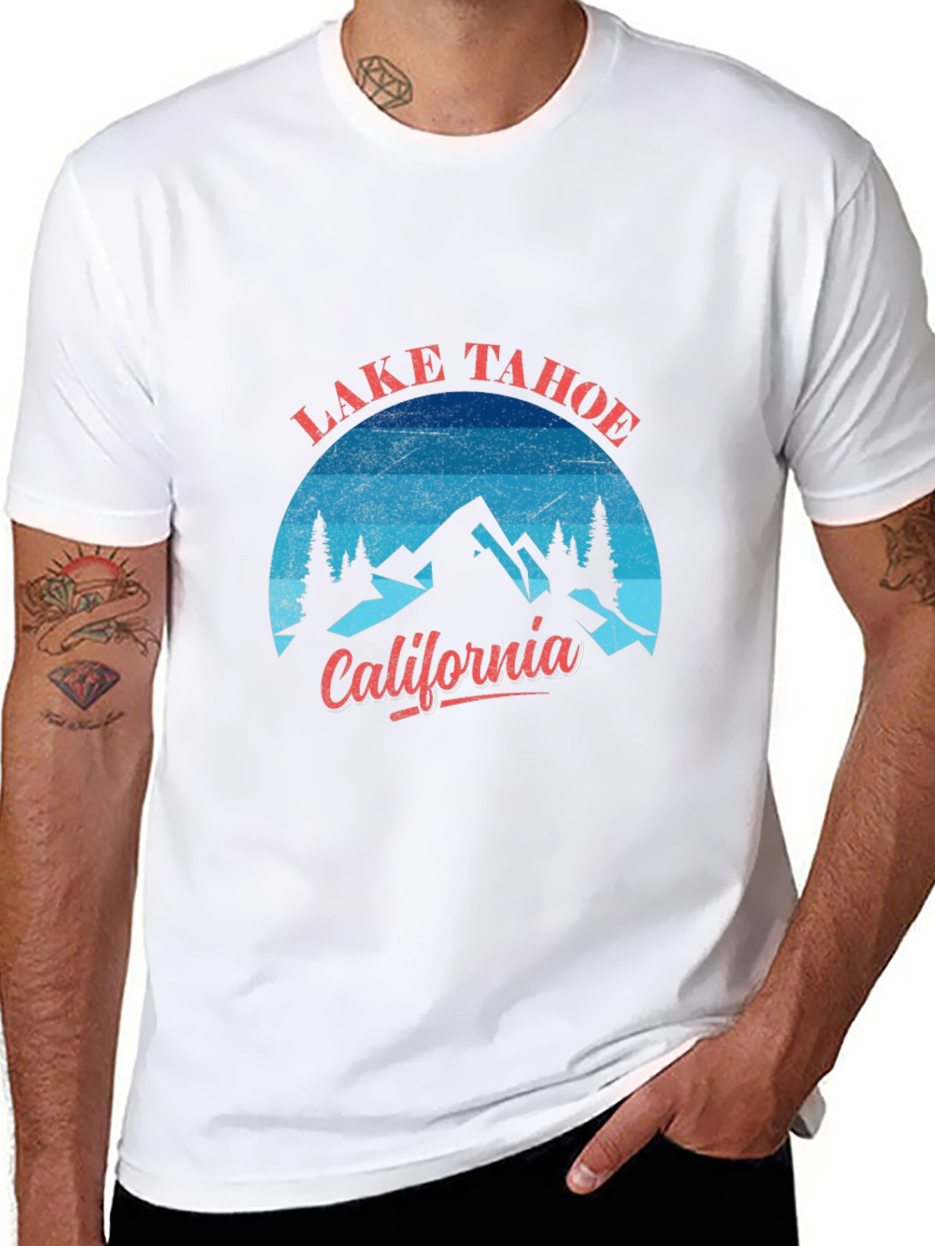 Camiseta Negra Lake Tahoe California Hombre