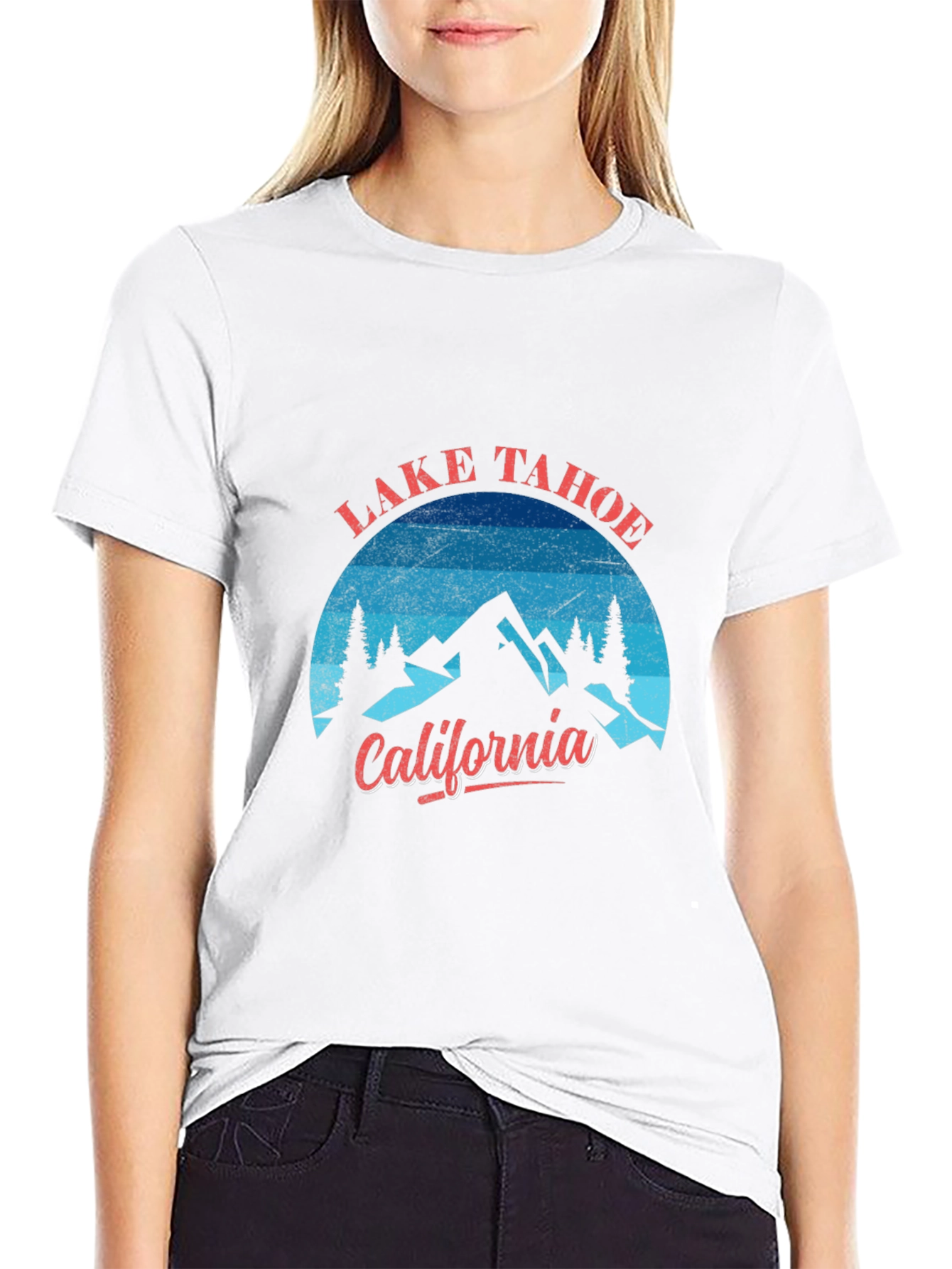 Camiseta Negra Lake Tahoe California Hombre