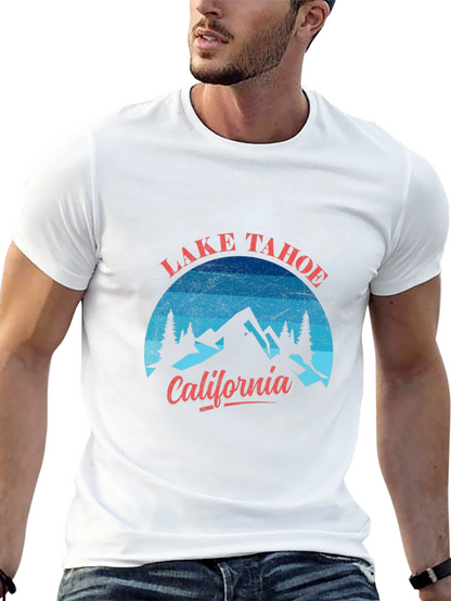 Camiseta Negra Lake Tahoe California Hombre
