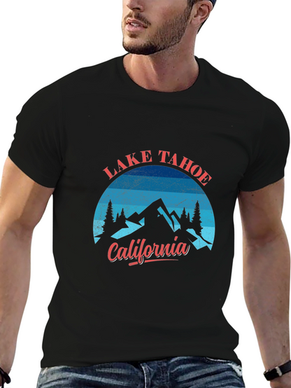 Camiseta Negra Lake Tahoe California Hombre