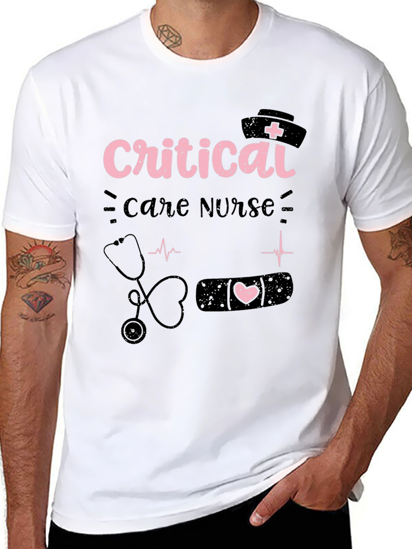 Camiseta Negra Critical Care Nurse para Enfermeras