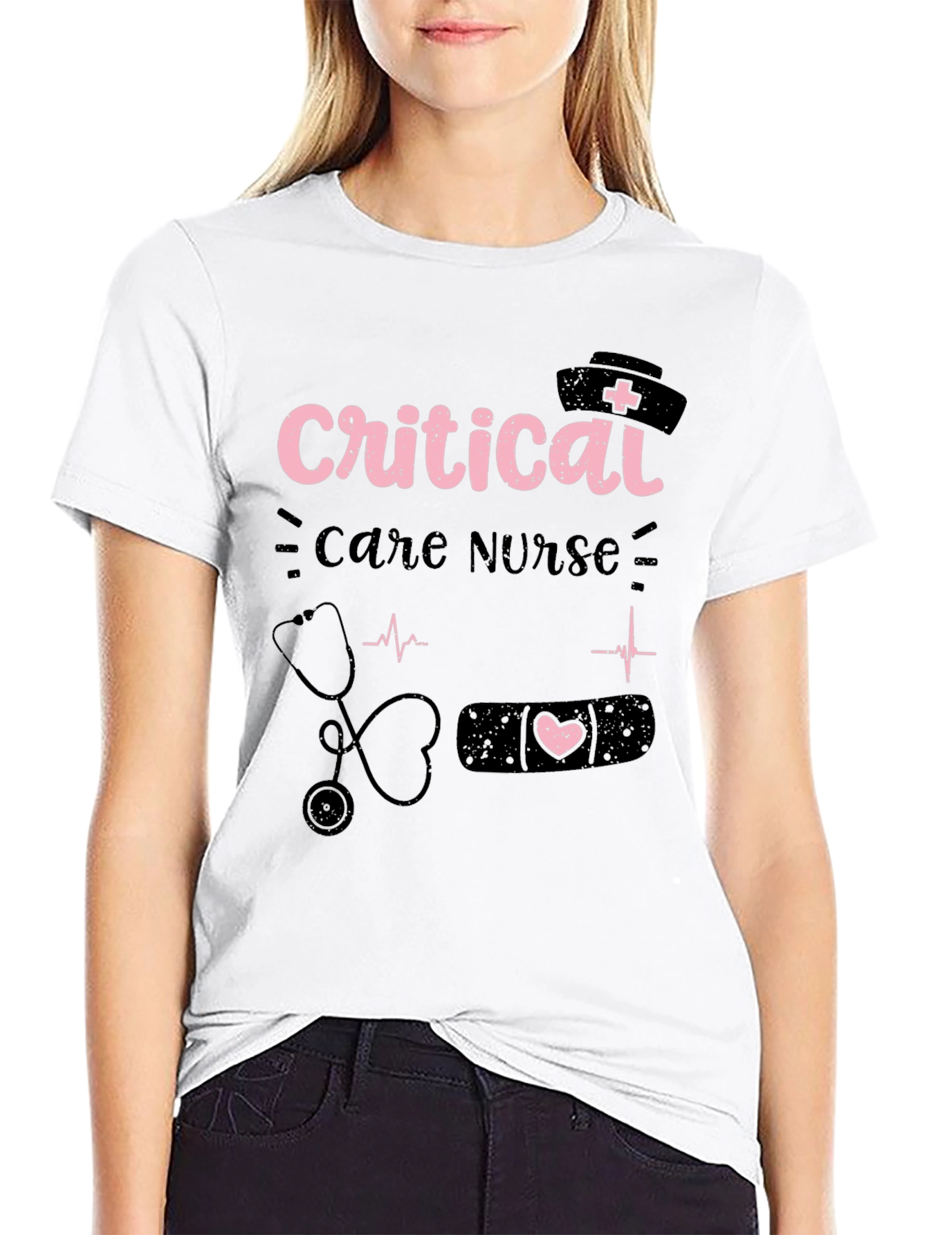 Camiseta Negra Critical Care Nurse para Enfermeras