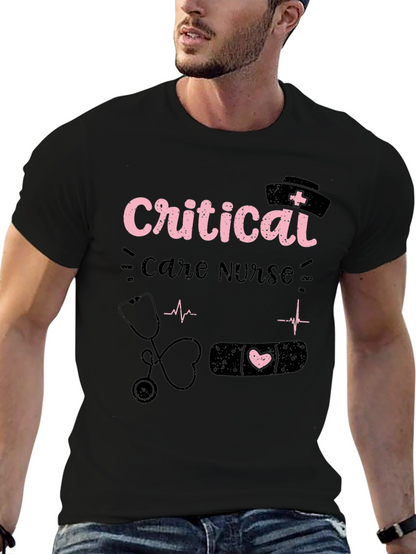 Camiseta Negra Critical Care Nurse para Enfermeras