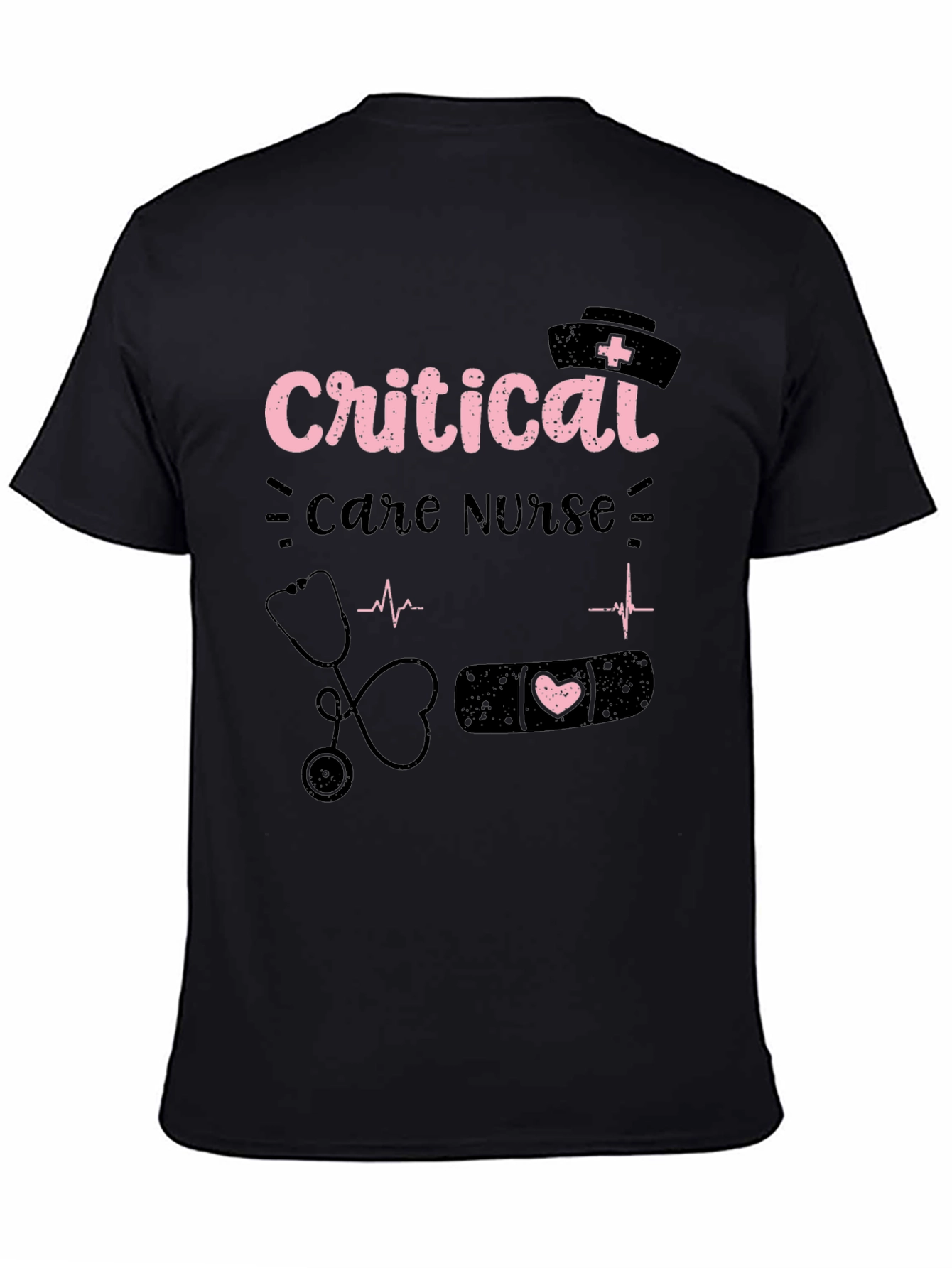 Camiseta Negra Critical Care Nurse para Enfermeras