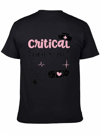 Camiseta Negra Critical Care Nurse para Enfermeras