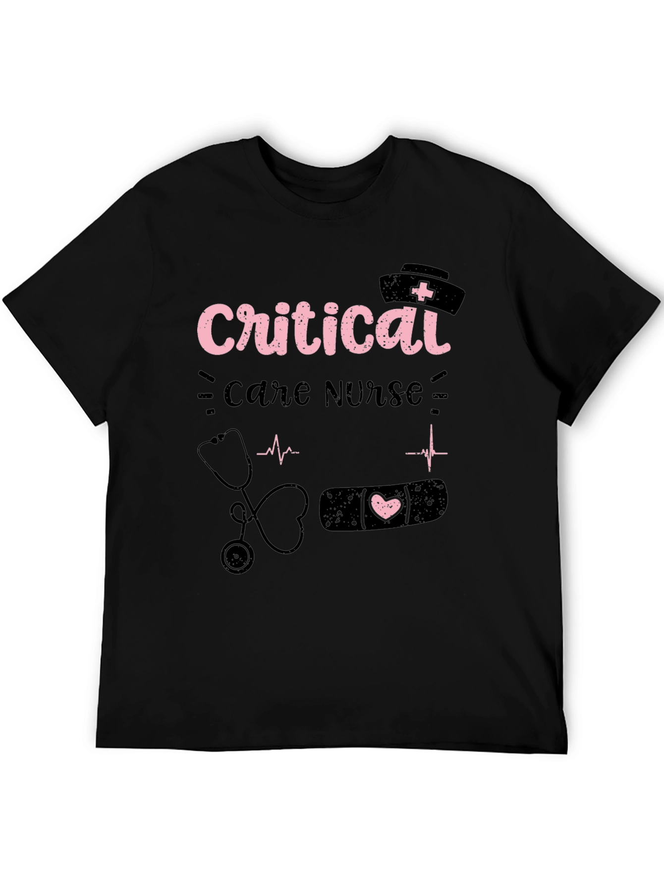 Camiseta Negra Critical Care Nurse para Enfermeras