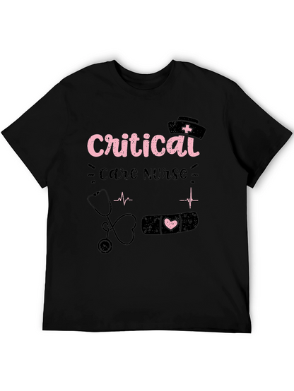 Camiseta Negra Critical Care Nurse para Enfermeras