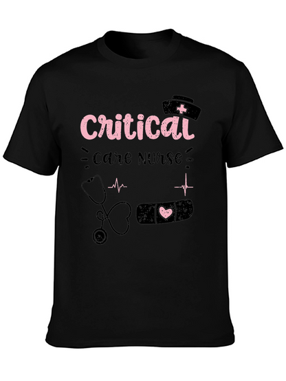 Camiseta Negra Critical Care Nurse para Enfermeras