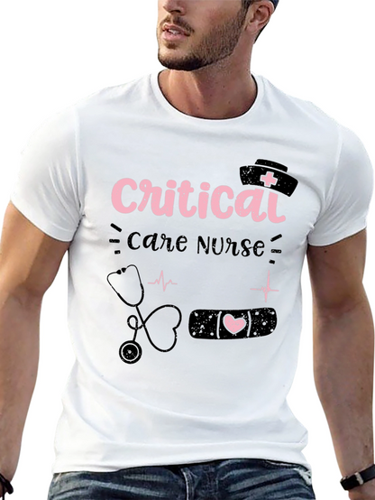 Camiseta Negra Critical Care Nurse para Enfermeras