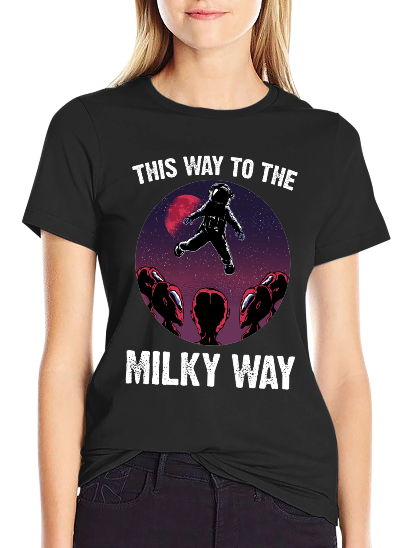 Camiseta Hombre: Astronauta y Extraterrestres Vía Láctea