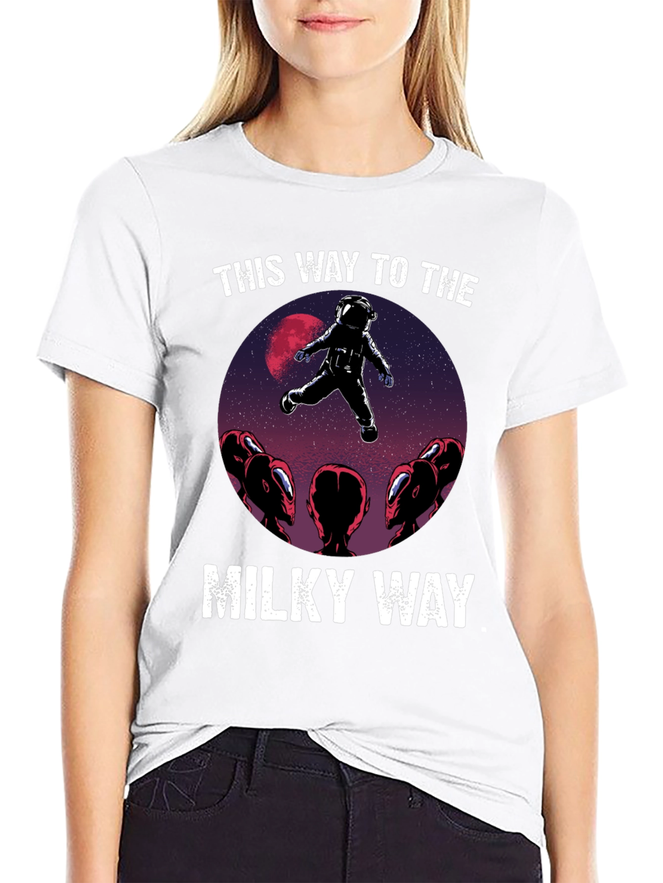 Camiseta Hombre: Astronauta y Extraterrestres Vía Láctea