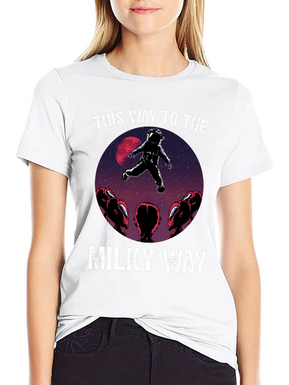 Camiseta Hombre: Astronauta y Extraterrestres Vía Láctea